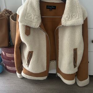 Love Tree Cream and Tan Sherpa Jacket